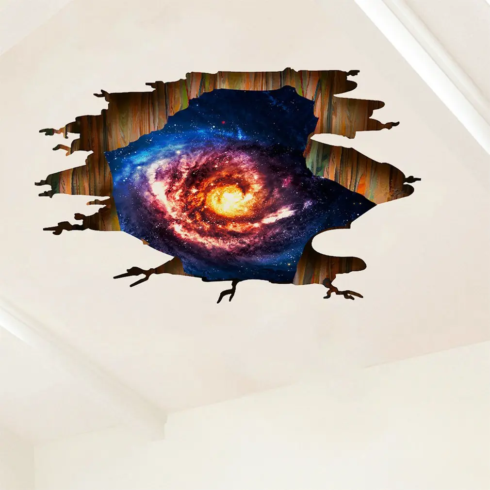 KS6642 3D Star Black Hole Pattern Stickers Wall Bedroom Decoration Waterproof Removable For Kids Rooms Art