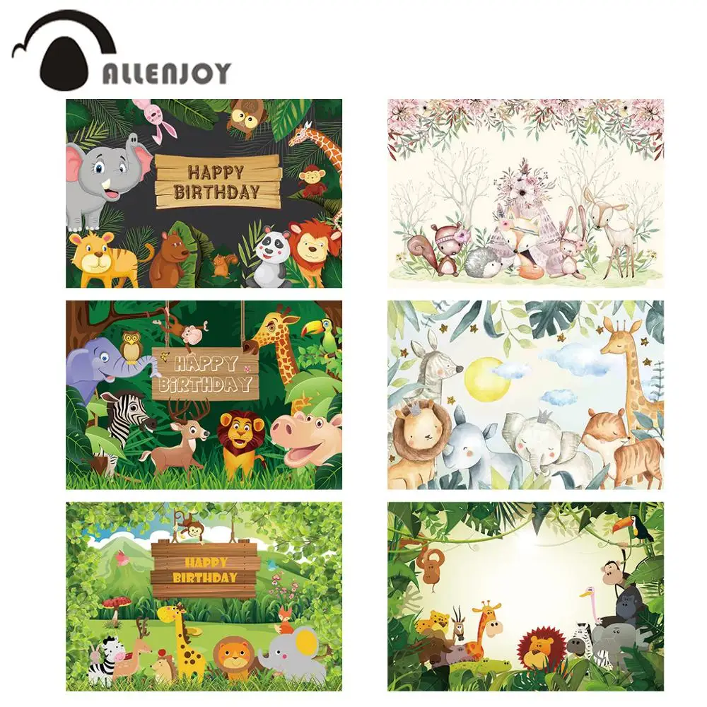 Allenjoy Woodland Animale Fotografia Di Sfondo Jungle Elephant Leone Sfondo Safari Di Compleanno Del Capretto Del Bambino Doccia Photophone Banner