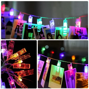 

3m 6m RGB LED Photo Clip String Light USB AA Battery Powered LED Christmas Party Wedding New Year Clips Photo Garland