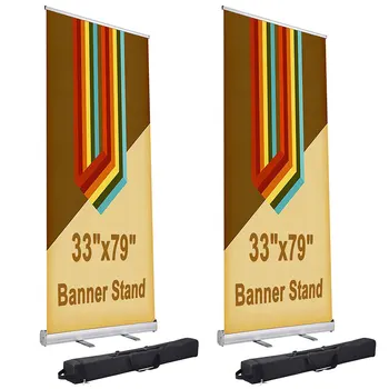 

Yescom 2 Pcs 33" x 79" Aluminum Retractable Roll Up Banner Stand Trade Show Display Promotion Sign Holder with Bag