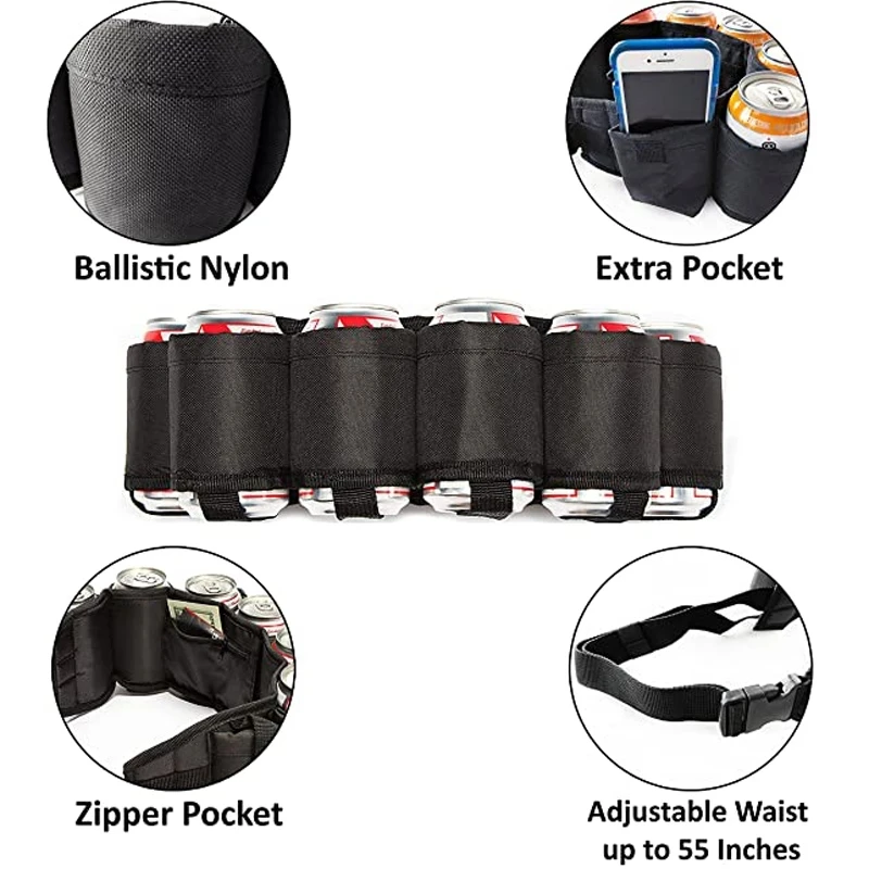Portable Bottle Waist Beer Belt Bag Outdoor Climbing Camping Hiking Holster Wine Bottles Beverage Can Holder Hanging Organizer