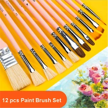 12 шт. кисть для краски крюк для вентилятора линия щетина ласка нейлоновые кисти для гуаши Акварельная масляная Акриловая картина инструмент для рисования