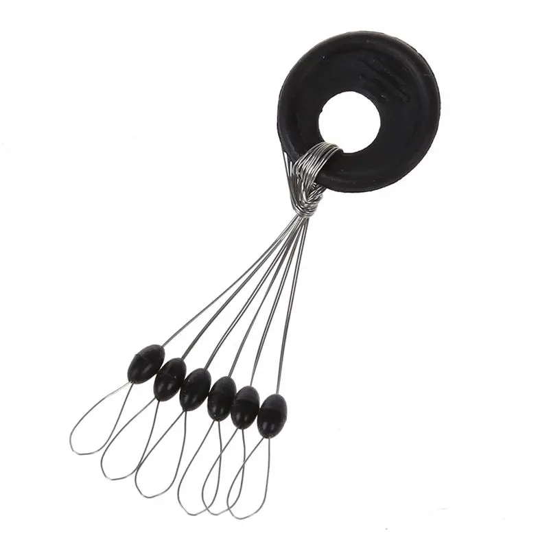 Black Plastic Ring 6 in 1 Rubber Float Stop Fishing Stopper Sinker 50 Pcs