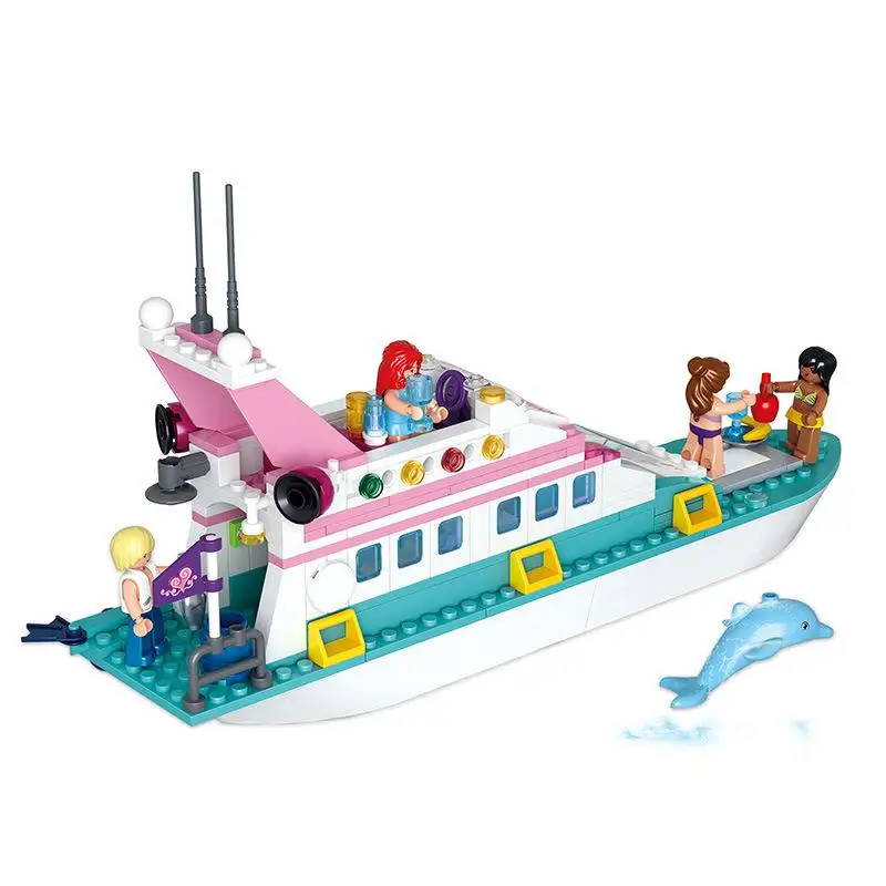 

B0609 323pcs Girl Dolphin Cruiser Model Building Block Bricks Compatible Lme Kits Classic Educational Toys For Hobbies