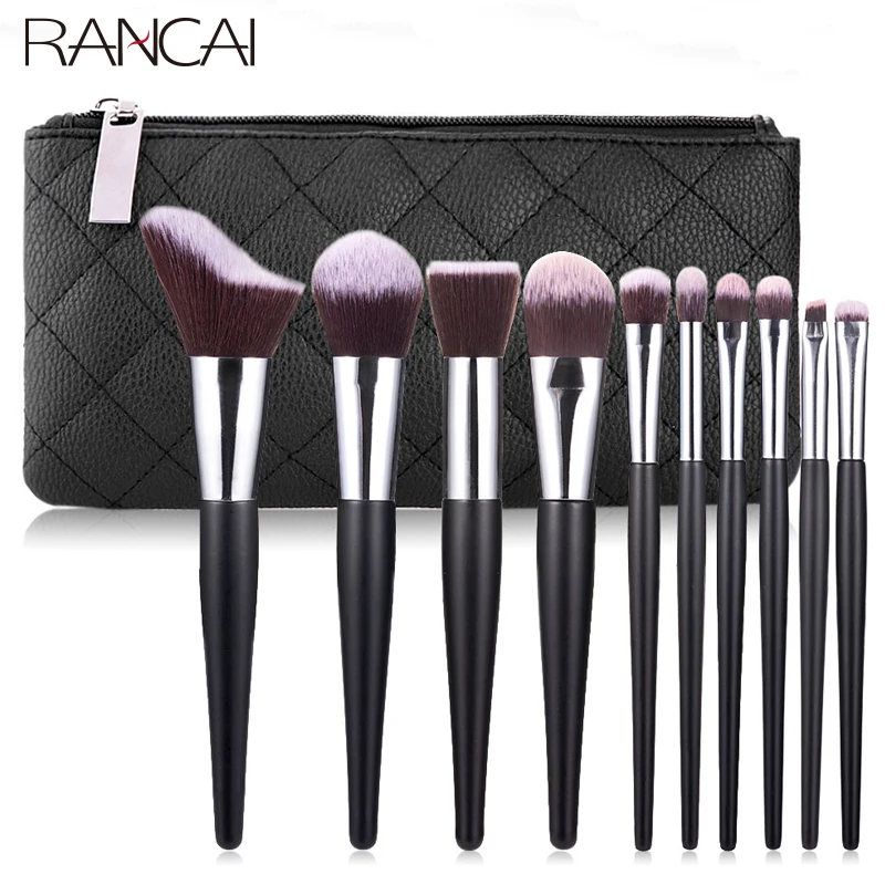 

RANCAI 10 pcs/lot Makeup Brushes Set Makeup Tool Eye Shadow Blending Eyeliner Eyelash Eyebrow Brushes For Makeup With Package