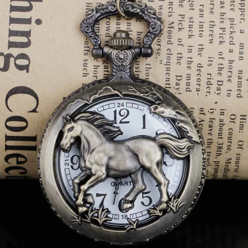 VintageRetroAnimalPocketWatchChainEngravedHorseHollowDesignTheGreatestPocketWatches
