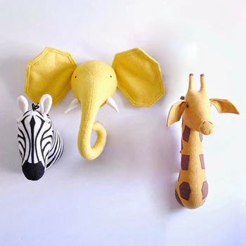 

3D Animal Head Wall Cute Stuffed Wall Hanging Toys Kids Room Animal Wall Sculptures--Giraffe