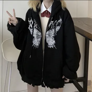 Harajuku Punk Butterfly Zipper Hoodie