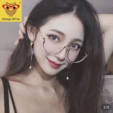 Модные полуботинки очки в круглой оправе Для женщин прозрачный Винтаж большие очки Золотистая оправа, очки с прозрачными стеклами Для мужчин леди очки