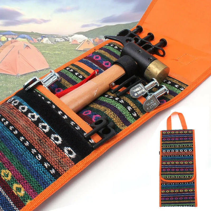 NEW Portable Hammer Tent Nails Storage Bag Accessories Storage Pouch for Outdoor Camping Travel