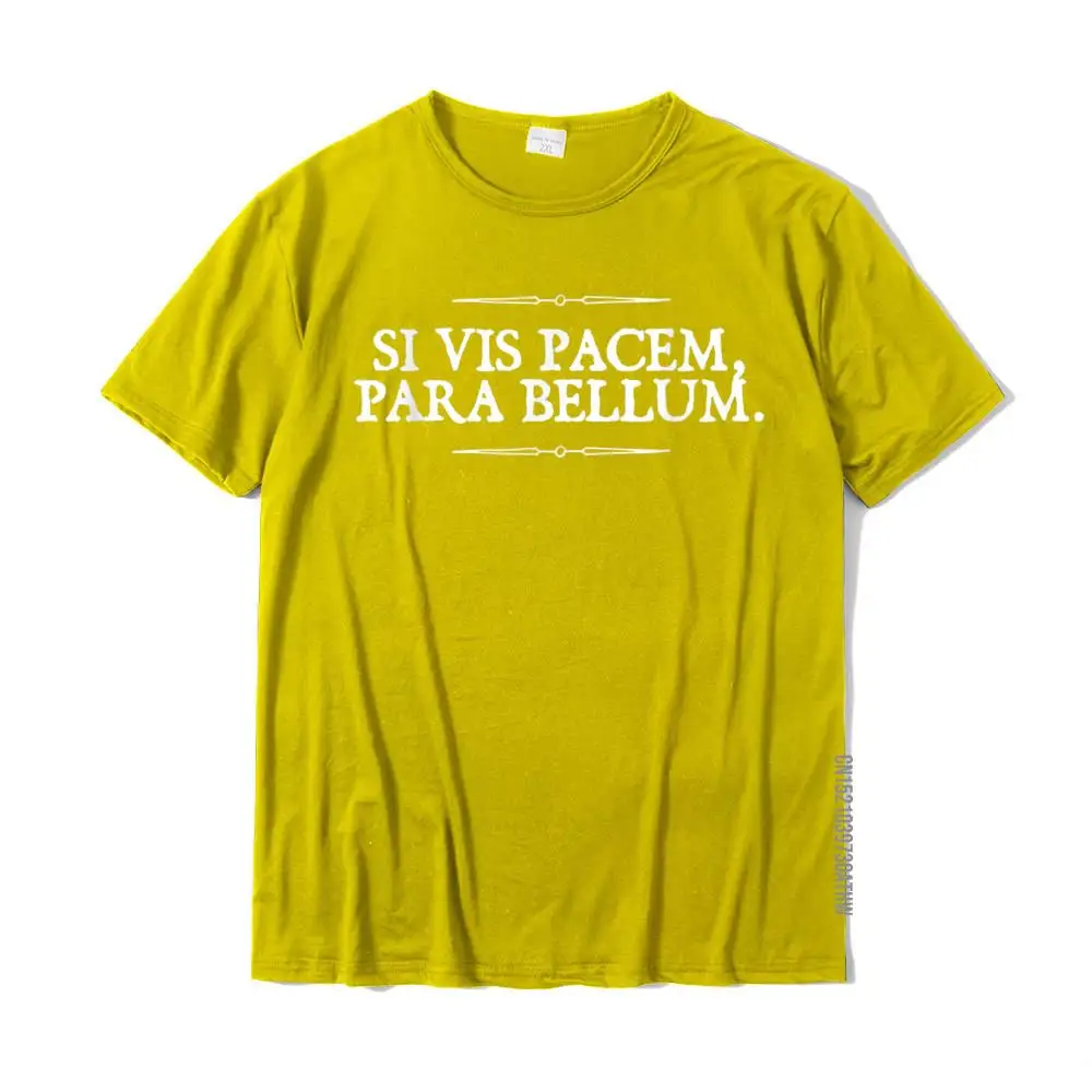Men Fashion Casual Tops & Tees O Neck Father Day Pure Cotton Tshirts Unique Short Sleeve Comics Tee Shirts Top Quality Si vis Pacem Para Bellum If you want Peace Prepare for War__MZ19581 yellow