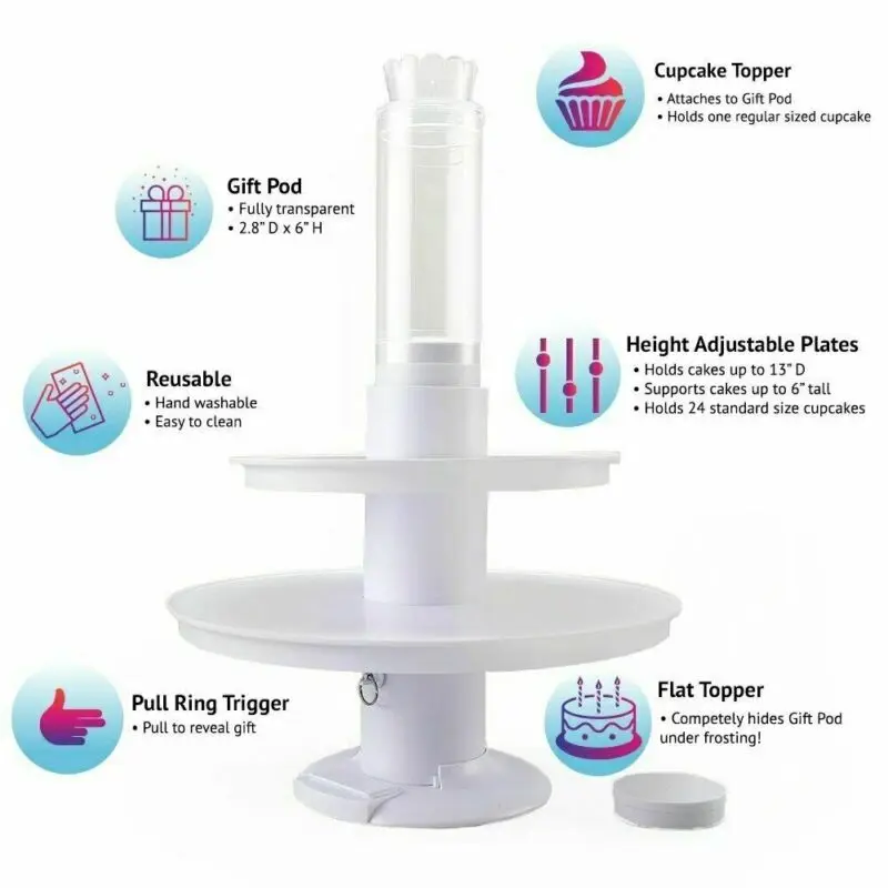 9 /11 inch Cake stand New Surprise Stand Musical Popping Cake Stand Happy Birthday Cake Holder 2in1