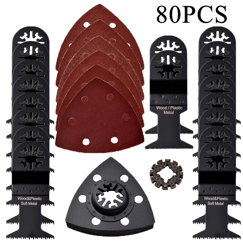 

80pcs Oscillating Multi Tool Saw Blade Set for Milwaukee Bosch Makita Sand Paper For Makita For Bosch For AEG For Worx WX680