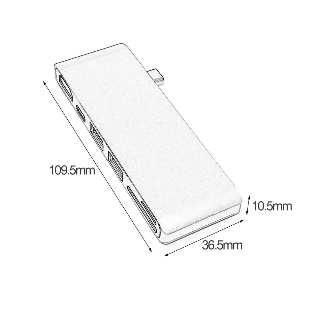 Новейший 6 в 1 тип-c концентратор до 4K HDMI + двойной USB 3,0 + Тип C + безопасный цифровой + TF кардридер порт комбинированный концентратор адаптер