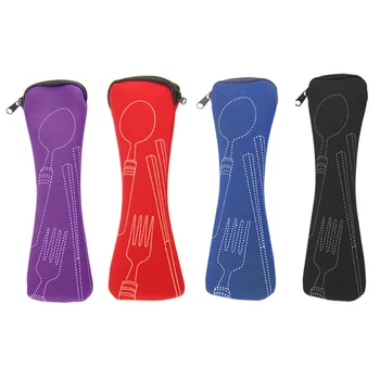 

1Pcs Portable Cutlery Bag With Zipper Camping Flatware Storage Case Travel Picnic Outdoor Spoon Fork Knife Tableware Bag