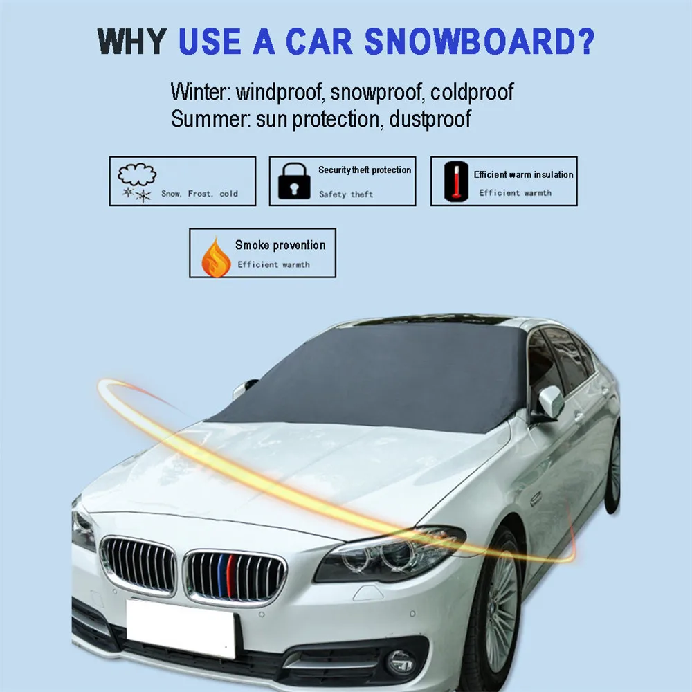 Car Magnet Windshield Cover Snow Cover Sunshade Ice Snow Frost Protector Winter Wind Protector Magnetic Car Shield Sun Shade