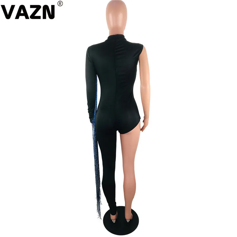 VAZN, Топ Дизайн, лето, сексуальный женский комбинезон, 2 цвета, специальный комбинезон, один полный рукав, одна нога, штаны, комбинезон, длинный, с кисточками, шикарный комбинезон