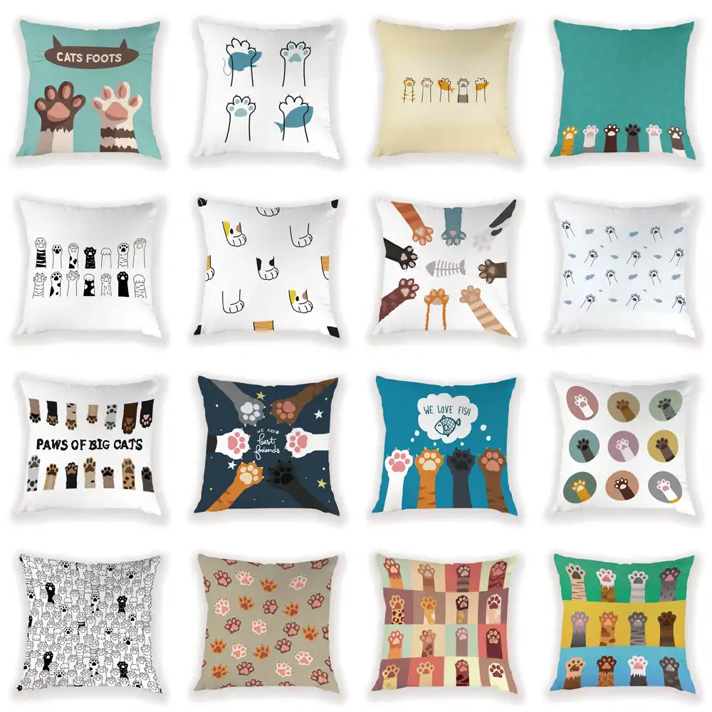 Chat Griffe Decoration Maison Couvre Pour Coussins Taie D Oreiller 45 45 Oreiller Couvre Pas Cher Coussin Couvre Decoratif Voiture Coussin Oreillers Aliexpress