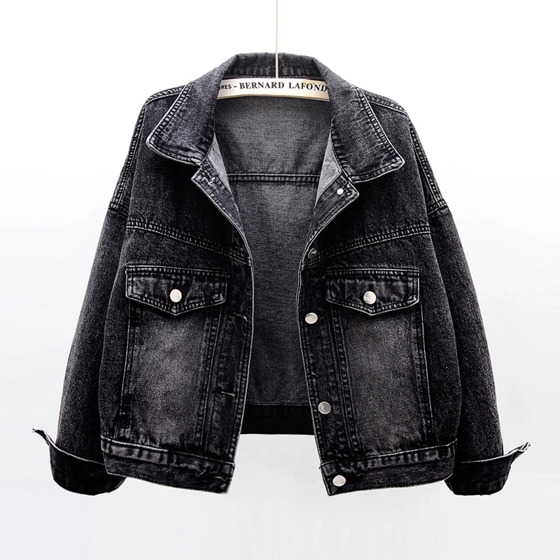short sleeve black denim jacket