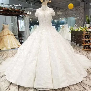 

LSS044 like white wedding gown o neck short sleeve shoulder chain decorate bride wedding dresses 2020 best seller list hochzeit