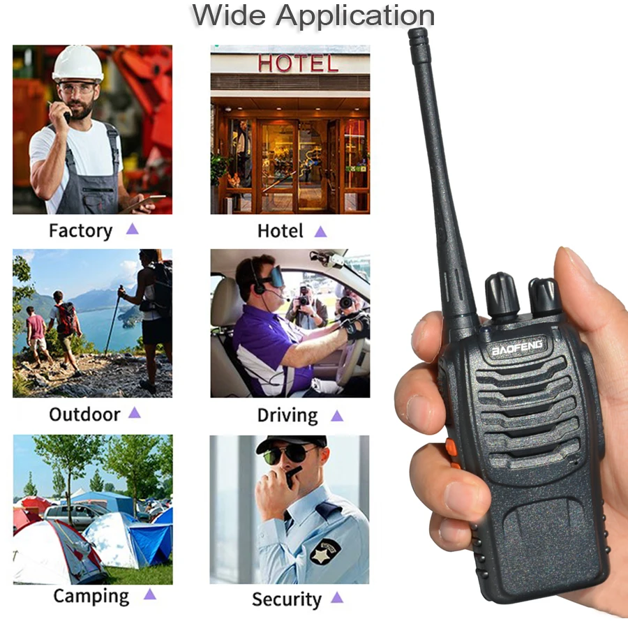 2Pcs/Lot Baofeng BF-888S Walkie Talkie Two-way Radio Set BF 888s UHF 400-470MHz 16CH Walkie-talkie Radios Transceiver 4