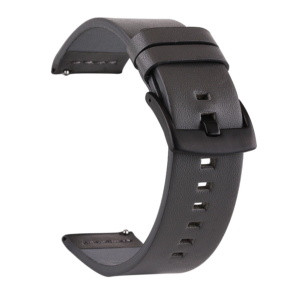 Часы UTHAI Z26 из натуральной кожи 18 20 22 24 мм для samsung Watch 46 мм 44 мм 42 мм 40 мм ремешок для huawei Watch для moto360 II - Цвет ремешка: Black-dark gray