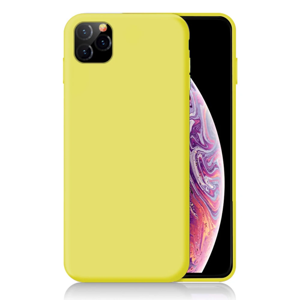 Новое поступление Ультра тонкие однотонные жидкие силиконовые чехлы для мобильных телефонов Apple IPhone11 Pro 5,8 - Цвет: 10 yellow