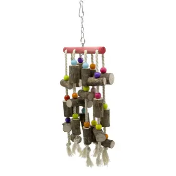 

Large Bird Parrot Chewing Toy - Multicolored Natural Wooden Blocks Bird Parrot
