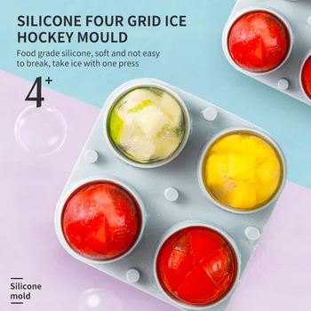 

4-Cavity Silicone Ball Ice Cube Maker Cocktail Whiskey Form For Ice Cubes Tray Ice Cream Mold Multifunctional Kitchen Tool