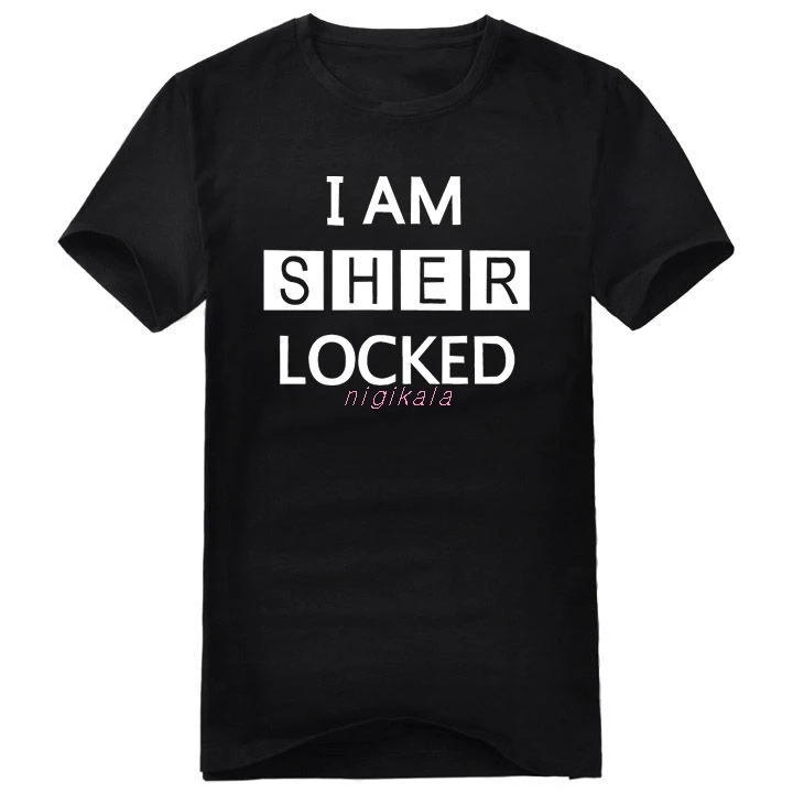 

Free shipping 'I AM SHER' LOCKED T-SHIRT SHERLOCK HOLMES T SHIRT TV MOVIE MENS WOMENS short sleeve round neck plus plus size