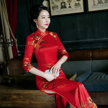 

Big Size 4XL 5XL Women Print Flower Mandarin Collar Cheongsam Chinese Traditional Half Sleeve Long Qipao Evening Party Dress