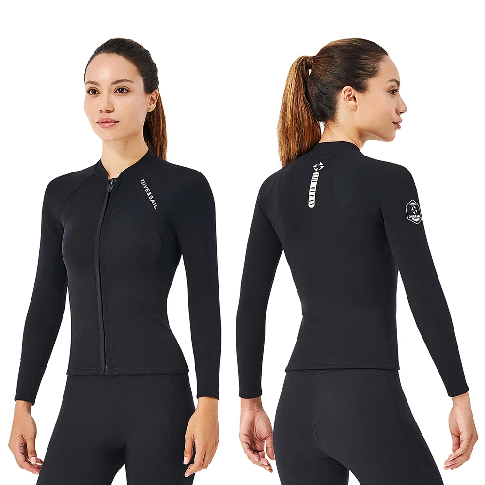 [Traje de neopreno de 2MM, chaqueta de buceo para mujer, abrigo de  esnórquel de manga larga, chaqueta de invierno para surf, traje de baño  térmico, Tops con cremallera]