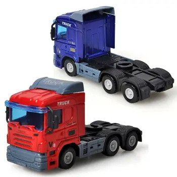

None Inertial Container Trailer Truck Toys 1:64 Alloy Container Car Model Pull Back Car Toy for Gift Collection