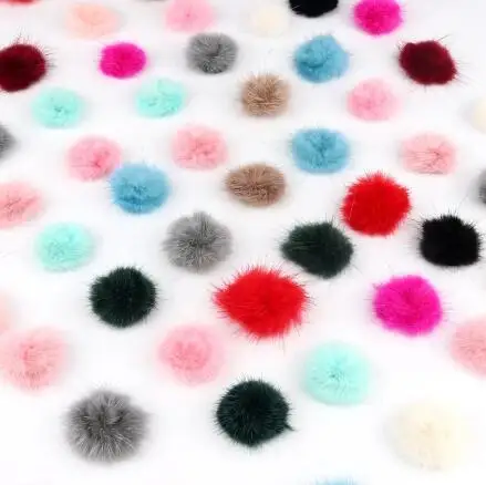 10pcs Faux Fur Pom Pom Craft Supplies - 3cm Solid Color Decorations