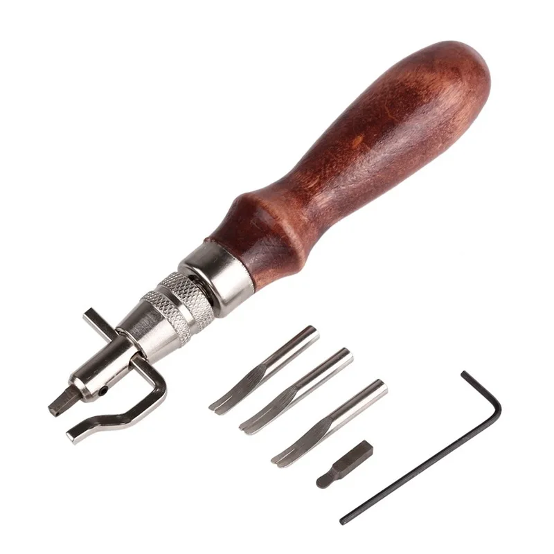 7 в 1 инструмент для грузиков для кожаной деревянной ручки/стальной нож для канавки кожаный край инструмент для кожи инструмент для шитья кожи инструмент для рукоделия