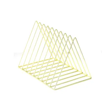

Nordic Style Ornaments Triangle Rose Gold Book Stand Metal Telescopic Folding Bookshelf Magazine Rack