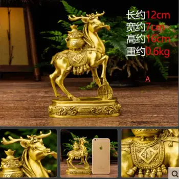 

Pure copper sika deer lucky fortune living room home crafts decoration