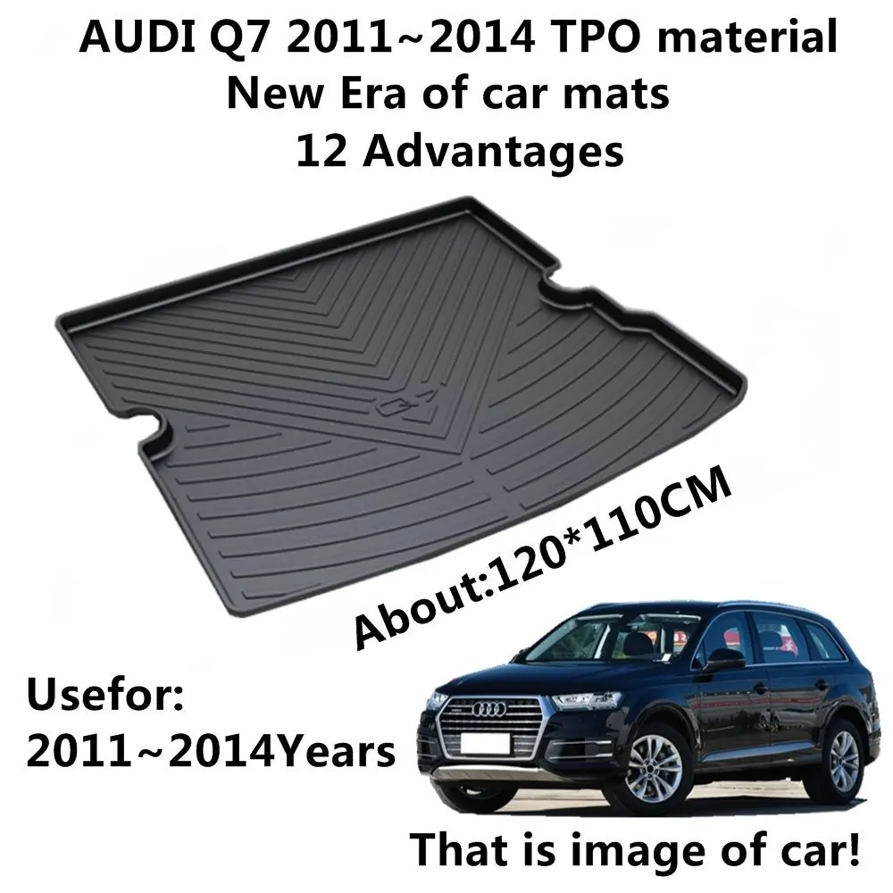 

SJ ALL Weather TPO Car Trunk Mats Tail Boot Cargo Liner Cover Rear Cargo Tray Protective Luggage Pad For AUDI Q7 2011 2012-2014