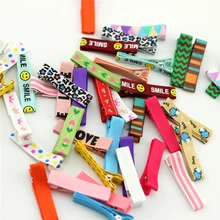 

10pcs Lined Alligator Clips Lined Clip Flower Printed Small Infant Hair Clip baby Metal Clips Girls grosgrain Hairpins bebe Bows