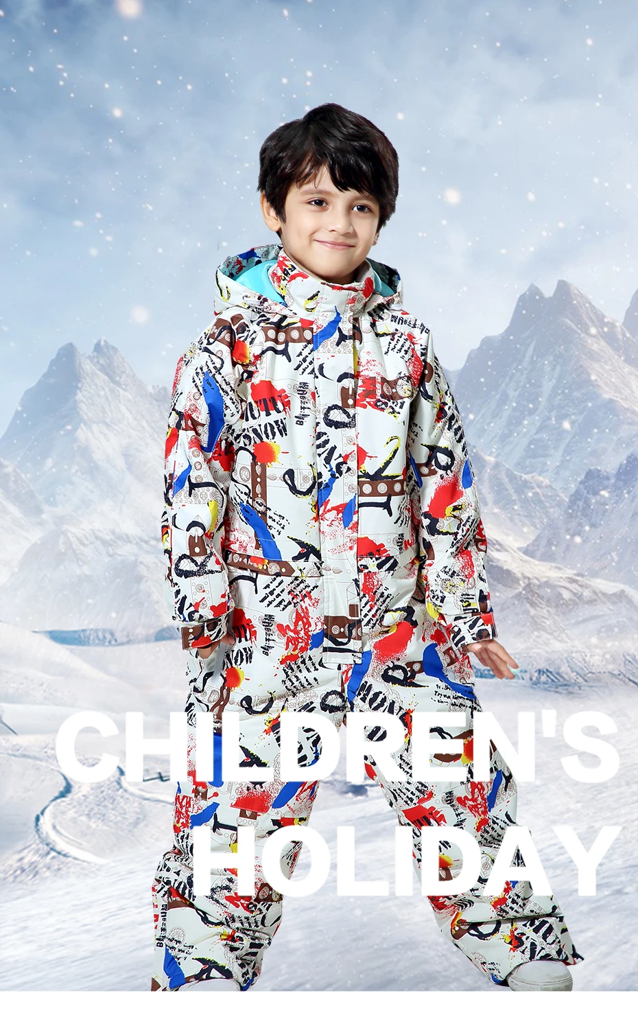 Зимний детский лыжный костюм-30 температурная детская зимняя куртка брендовая Водонепроницаемая теплая зимняя куртка для сноуборда для мальчиков и девочек