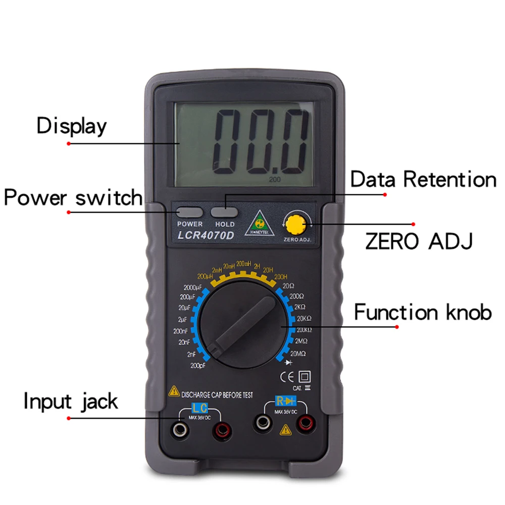 Lcr Meter Inductance Capacitor Tester 200μH~200H 200pF ~ 2000μF Digital Multimeter Professional Multimetro Automotive LCR4070D 3