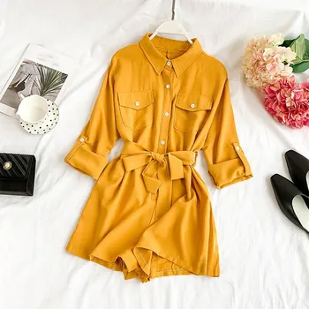 

Fashion 2019 Casual Bandage Short Jumpsuit Women Summer High Waist Rompers Long Sleeve Office Ladies Overalls