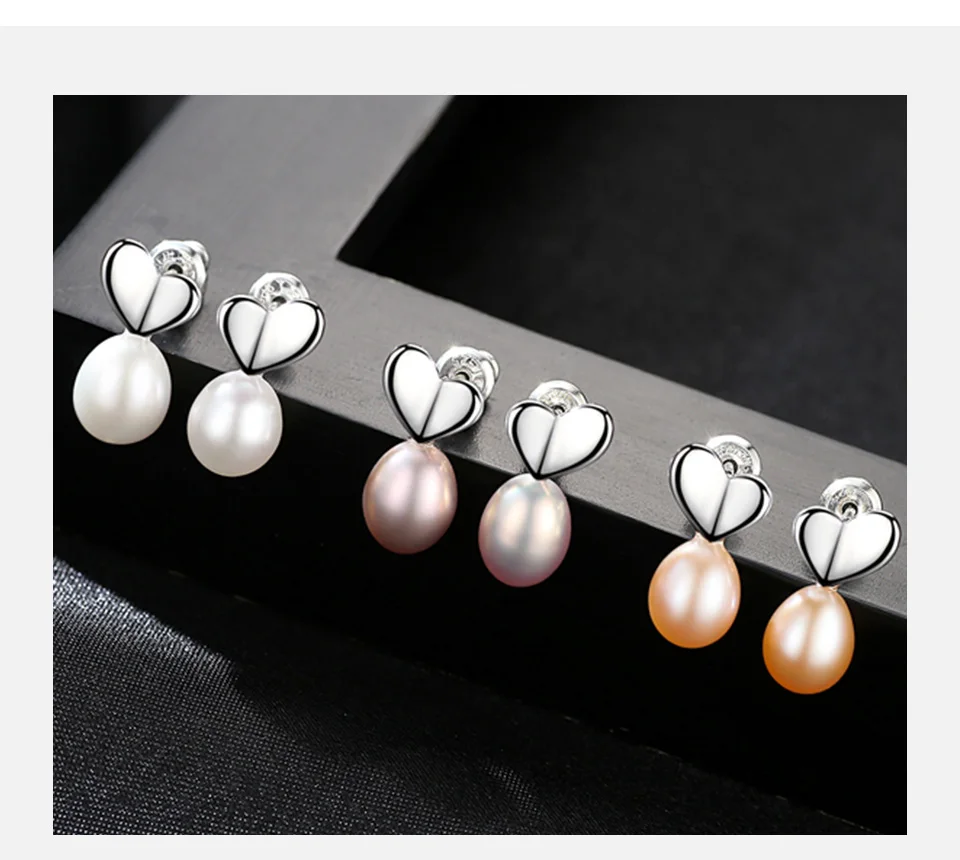 AGLOVER 925 серебряные серьги с надписью Love натуральные пресноводные 8 мм жемчужные серьги Модные ювелирные изделия из жемчуга подарок для женщин