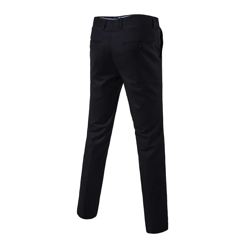 HEFLASHOR New Autumn Men Fashion Cotton Solid Color Business Suit Pants / Men Groom Wedding Dress Suit Pants Mens Trousers