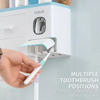 

Punch-Free Toothbrush Organizer Toothbrush Holder Toothpaste Dispenser Magnetic Automatic