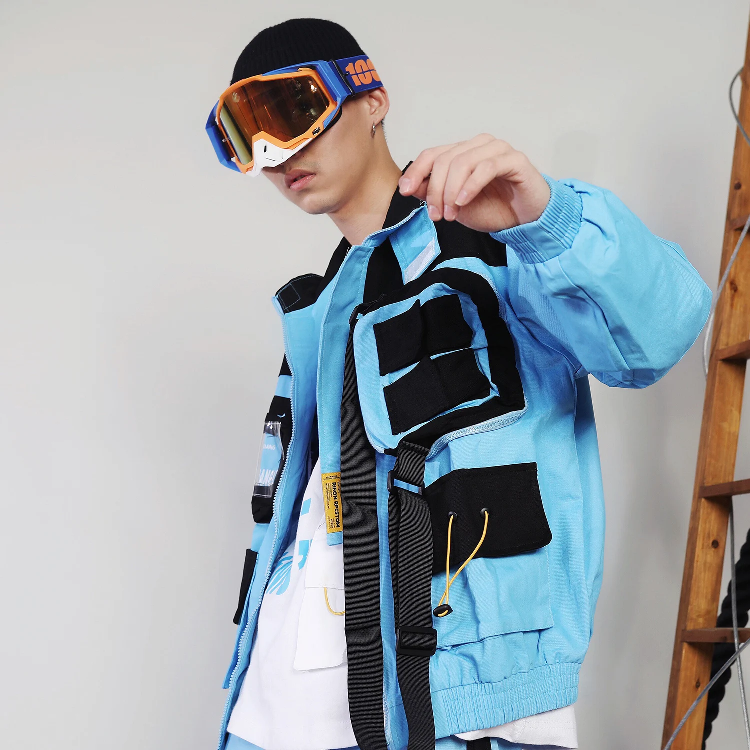 Aelfric Eden Модные Цветные часы Лоскутные мульти накладные карманы куртки мужские хип хоп Harajuku Топы повседневные уличная ленты пальто