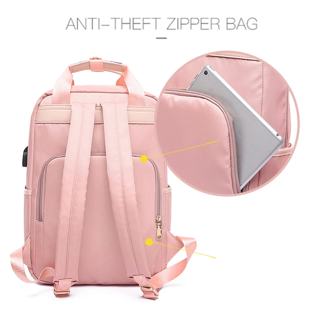 HEFLASHOR водонепроницаемые розовые рюкзаки для ноутбука, женский модный рюкзак для девочек 13-15,6 дюймов, рюкзак Wo для мужчин s, ткань Оксфорд, черный, розовый