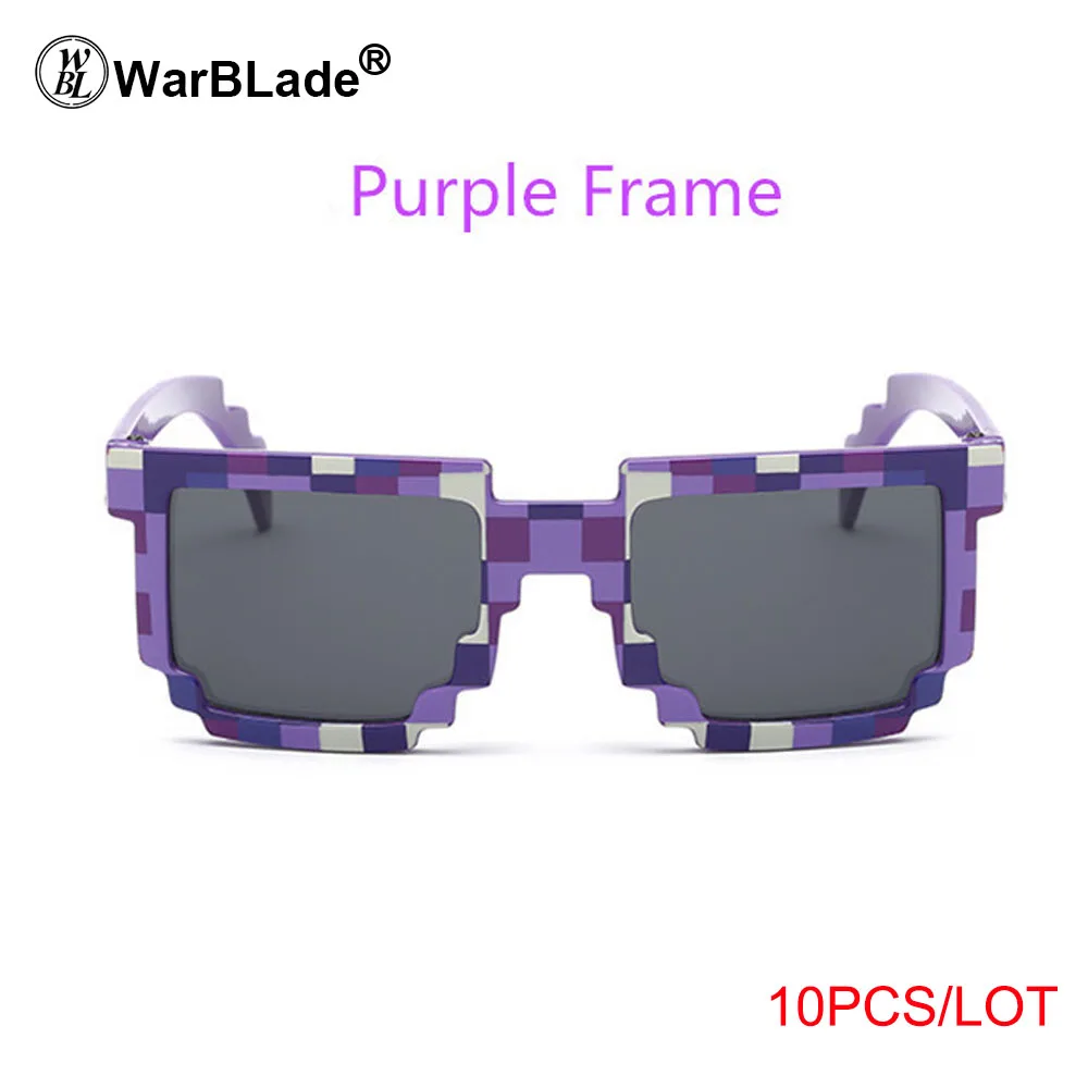10 purple WarBLade 10 шт./партия, маленькие размеры, солнцезащитные очки, модные детские очки, мозаичные очки для мальчиков и девочек, пиксельные очки для детей, подарок - Цвет линз: 10 purple