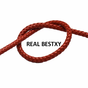 

5m/lot approx: 5mm red Genuine Braided Leather Rope String Cord For Jewelry Making Craft Jewelry Accessories real leather cords