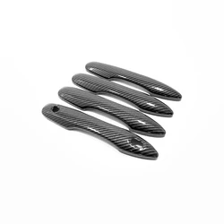 Carbon Fiber Door Handle Protector Cover Trim Set - 4 Piece Set (One hole)